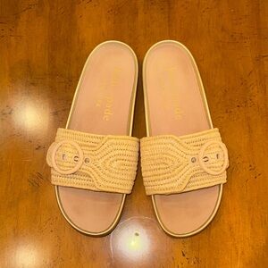 KATE SPADE NEW YORK Raffia Maribelle Slip On Sandals Shoes, Natural 8.5